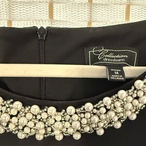 dressbarn Black Midi Dress with Pearl Embellishments